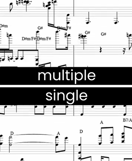 Transcription results from trying to transcribe multiple instruments, compaired to transcribing a single instrument.