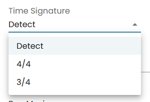 Select the Time Signature for your Klangio transcription.